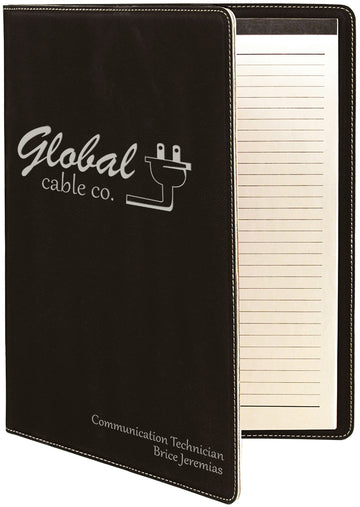 9 1/2" x 12 Laserable Leatherette Portfolio with Notepad